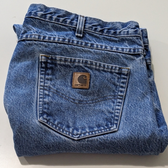 🐿️ Carhartt men's bleu Jeans 100% cotton traditional fit Size 42x32 - Picture 12 of 13